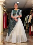 RICH LOOK NYLON ORGANZA SILK ZARI EMBROIDERY MIRROR WORK LEHENGA CHOLI WITH DUPATTA GREEN
