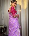 4ATTRACTIVE LICHI SILK JACQUARD WORK SAREE WITH UNSITICHED BLOUSE BRIDAL WEAR WHOLESALE PRICE ETHNIC GARMENT (54)