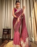4ATTRACTIVE LICHI SILK JACQUARD WORK SAREE WITH UNSTITCHED BLOUSE FESTIVAL WEAR WHOLE SALE PRICE ETHNIC GARMENT (4)