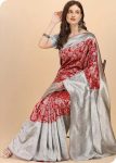 4ATTRACTIVE LICHI SILK JACQUARD WORK SAREE WITH UNSTITCHED BLOUSE PARTY WEAR WHOLESALE PRICE ETHNIC GARMENT (5)