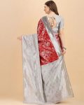 4ATTRACTIVE LICHI SILK JACQUARD WORK SAREE WITH UNSTITCHED BLOUSE PARTY WEAR WHOLESALE PRICE ETHNIC GARMENT (5)