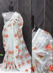 4DESIGNER BUTTERFLY NET THREAD AND AARI EMBROIDERY WORK WITH STONE WORK SAREE WITH UNSTITCHED BLOUSE FESTIVAL WEAR WHOLESALE PRICE ETHNIC GARMENT (44)