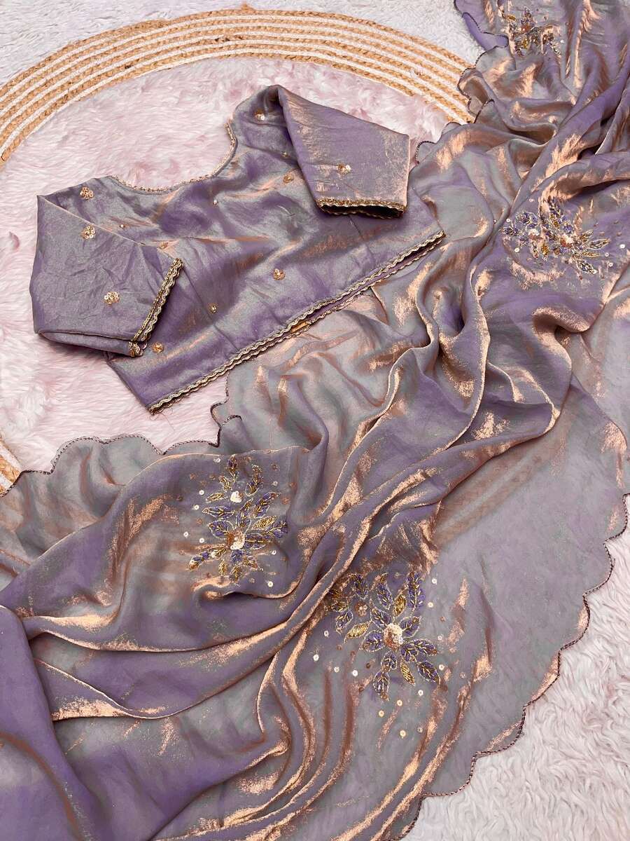 4DESIGNER FENDY SATTIN KHATLI CUT DANA HANDWORK WITH ARCO BORDER SAREE WITH UNSTITCHED BLOUSE WEDDING WEAR WHOLESALE PRICE ETHNIC GARMENT (20)