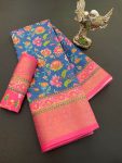 4DESIGNER SOFT DOLA COTTON JACQUARD KANJIVARAM SAREE WITH UNSTITCHED BLOUSE FESTIVE WEAR WHOLESALE PRICE ETHNIC GARMENT (43)
