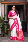 FASHIONABLE LICHI SILK JACQUARD WORK SAREE WITH UNSTITCHED BLOUSE PINK