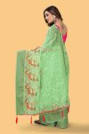 4FASHIONABLE ORGANZA SILK THREAD AND ZARI-DORI WORK WITH STONE WORK SAREE WITH UNSTITCHED BLOUSE WEDDING WEAR WHOLESALE PRICE ETHNIC GARMENT (30)
