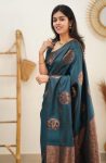4FASHIONABLE SOFT LICHI SILK JACQUARD WORK SAREE WITH UNSTITCHED BLOUSE FORMAL WEAR WHOLESALE PRICE ETHNIC GARMENT (6)-Photoroom
