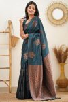 4FASHIONABLE SOFT LICHI SILK JACQUARD WORK SAREE WITH UNSTITCHED BLOUSE FORMAL WEAR WHOLESALE PRICE ETHNIC GARMENT (6)-Photoroom