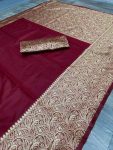 4LATEST LICHI SILK JACQUARD WORK SAREE WITH UNSTITCHED BLOUSE FORMAL WEAR WHOLESALE PRICE ETHNIC GARMENT (56)