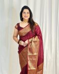 4LATEST LICHI SILK JACQUARD WORK SAREE WITH UNSTITCHED BLOUSE FORMAL WEAR WHOLESALE PRICE ETHNIC GARMENT (56)