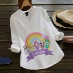 LATEST RAYON COLLER+ DIGITAL PRINT TOP WHITE