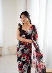4MODERN GEORGETTE PRINTED WITH MIRROR WORK SAREE WITH UNSTITCHED BLOUSE FORMAL WEAR WHOLESALE PRICE ETHNIC GARMENT (9)