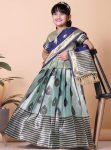 NEW ARRIVAL JACQUARD WEAVING WORK KID'S TOP LEHENGA WITH DUPATTA SKY