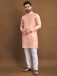 ATTRACTIVE JACQUARD KURTA PAYJAMA PEACH