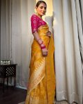 5ATTRACTIVE LICHI SILK JACQUARD WORK SAREE WITH UNSITICHED BLOUSE BRIDAL WEAR WHOLESALE PRICE ETHNIC GARMENT (30)