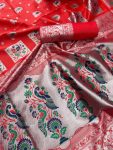 5ATTRACTIVE PAITHANI SILK ZARI MEENAKARI WEAVING SAREE WITH UNSTITCHED BLOUSE PARTY WEAR WHOLESALE PRICE ETHNIC GARMENT (24)