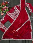 DESIGNER RANGOLI SILK EMBROIDERY CODING WORK READY TO WEAR SAREE WITH STITCHED BLOUSE RANI