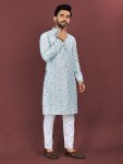 5DESIGNER SILK MULTI COLOUR EMBROIDERY FLOWER WORK WITH ALL OVER MATTE SEQUENCE KURTA PAYJAMA FESTIVAL WEAR WHOLESALE PRICE ETHNIC GARMENT (33)