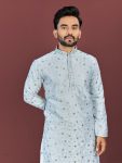 5DESIGNER SILK MULTI COLOUR EMBROIDERY FLOWER WORK WITH ALL OVER MATTE SEQUENCE KURTA PAYJAMA FESTIVAL WEAR WHOLESALE PRICE ETHNIC GARMENT (33)
