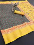 DESIGNER SOFT DOLA COTTON  JACQUARD KANJIVARAM SAREE WITH UNSTITCHED BLOUSE GREEN