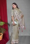 5DESIGNER TWILL NET MULTI WORK SAREE WITH UNSTITCHED BLOUSE WEDDING WEAR WHOLESALE PRICE ETHNIC GARMENT (25)