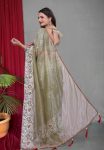 5DESIGNER TWILL NET MULTI WORK SAREE WITH UNSTITCHED BLOUSE WEDDING WEAR WHOLESALE PRICE ETHNIC GARMENT (25)