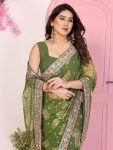 5LATEST GEORGETTE RAJWADI BANDHEJ PRINT WITH EMBROIDERY WORK SAREE WITH UNSTITCHED BLOUSE WEDDING WEAR WHOLESALE PRICE ETHNIC GARMENT (18)