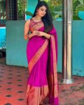 LATEST LICHI SILK JACQUARD WORK SAREE WITH UNSTITCHED BLOUSE PINK
