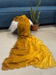 MODERN CHINON PADDING RICH CUT DANA AND MOTI FLOWERS HANDWORK BORDER SAREE WITH UNSTITCHED BLOUSE YELLOW