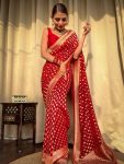 6ATTRACTIVE LICHI SILK JACQUARD WORK SAREE WITH UNSTITCHED BLOUSE FESTIVAL WEAR WHOLE SALE PRICE ETHNIC GARMENT (88)