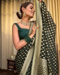 7ATTRACTIVE LICHI SILK JACQUARD WORK SAREE WITH UNSTITCHED BLOUSE FESTIVAL WEAR WHOLE SALE PRICE ETHNIC GARMENT (92)