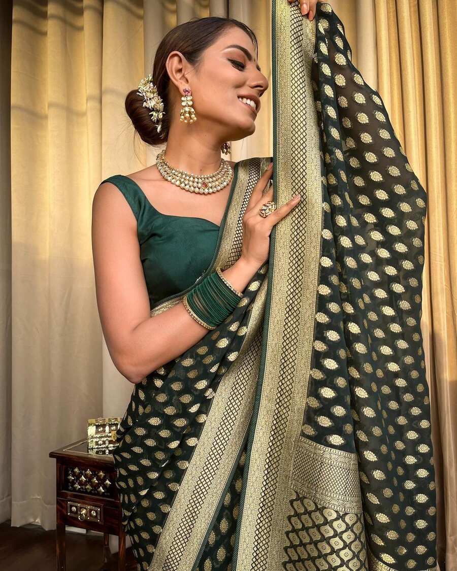 7ATTRACTIVE LICHI SILK JACQUARD WORK SAREE WITH UNSTITCHED BLOUSE FESTIVAL WEAR WHOLE SALE PRICE ETHNIC GARMENT (93)