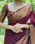7LATEST LICHI SILK JACQUARD WORK SAREE WITH UNSTITCHED BLOUSE FORMAL WEAR WHOLESALE PRICE ETHNIC GARMENT (49)