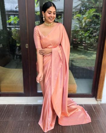 LATEST SOFT LICHI SILK JACQUARD WORK SAREE WITH UNSTITCHED BLOUSE BABY PINK