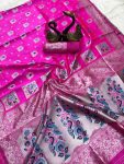 8ATTRACTIVE PAITHANI SILK ZARI MEENAKARI WEAVING SAREE WITH UNSTITCHED BLOUSE PARTY WEAR WHOLESALE PRICE ETHNIC GARMENT (13)