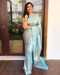 NEW ARRIVAL SOFT LICHI SILK JACQUARD WORK SAREE WITH UNSTITCHED BLOUSE SKY