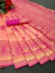 ARRIVAL SOFT LICHI SILK JACQUARD WORK SAREE WITH UNSTITCHED BLOUSE WEDDING WEAR WHOLESALE PRICE ETHNIC GARMENT (6)