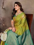 ATTRACTIVE BANARASI SILK COPPER ZARI WORK SAREE WITH UNSTITCHED BLOUSE FORMAL WEAR WHOLESALE PRICE ETHNIC GARMENT (44)