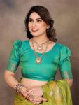 ATTRACTIVE BANARASI SILK COPPER ZARI WORK SAREE WITH UNSTITCHED BLOUSE FORMAL WEAR WHOLESALE PRICE ETHNIC GARMENT (44)