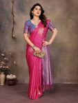 ATTRACTIVE BANARASI SILK COPPER ZARI WORK SAREE WITH UNSTITCHED BLOUSE FORMAL WEAR WHOLESALE PRICE ETHNIC GARMENT (52)
