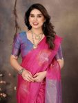 ATTRACTIVE BANARASI SILK COPPER ZARI WORK SAREE WITH UNSTITCHED BLOUSE FORMAL WEAR WHOLESALE PRICE ETHNIC GARMENT (52)