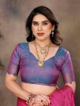 ATTRACTIVE BANARASI SILK COPPER ZARI WORK SAREE WITH UNSTITCHED BLOUSE FORMAL WEAR WHOLESALE PRICE ETHNIC GARMENT (52)