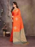 ATTRACTIVE BANARASI SILK COPPER ZARI WORK SAREE WITH UNSTITCHED BLOUSE FORMAL WEAR WHOLESALE PRICE ETHNIC GARMENT (56)