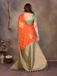 ATTRACTIVE BANARASI SILK COPPER ZARI WORK SAREE WITH UNSTITCHED BLOUSE FORMAL WEAR WHOLESALE PRICE ETHNIC GARMENT (56)