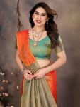 ATTRACTIVE BANARASI SILK COPPER ZARI WORK SAREE WITH UNSTITCHED BLOUSE FORMAL WEAR WHOLESALE PRICE ETHNIC GARMENT (56)