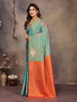 ATTRACTIVE BANARASI SILK COPPER ZARI WORK SAREE WITH UNSTITCHED BLOUSE FORMAL WEAR WHOLESALE PRICE ETHNIC GARMENT (64)