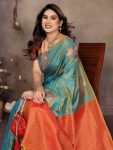 ATTRACTIVE BANARASI SILK COPPER ZARI WORK SAREE WITH UNSTITCHED BLOUSE FORMAL WEAR WHOLESALE PRICE ETHNIC GARMENT (64)