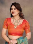 ATTRACTIVE BANARASI SILK COPPER ZARI WORK SAREE WITH UNSTITCHED BLOUSE FORMAL WEAR WHOLESALE PRICE ETHNIC GARMENT (64)