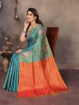 ATTRACTIVE BANARASI SILK COPPER ZARI WORK SAREE WITH UNSTITCHED BLOUSE FORMAL WEAR WHOLESALE PRICE ETHNIC GARMENT (64)