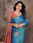 ATTRACTIVE BANARASI SILK COPPER ZARI WORK SAREE WITH UNSTITCHED BLOUSE FORMAL WEAR WHOLESALE PRICE ETHNIC GARMENT (73)